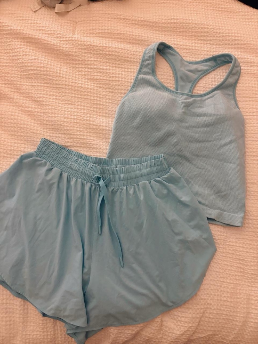 all in motion Light Blue Racerback Tank and athletic Shorts Set